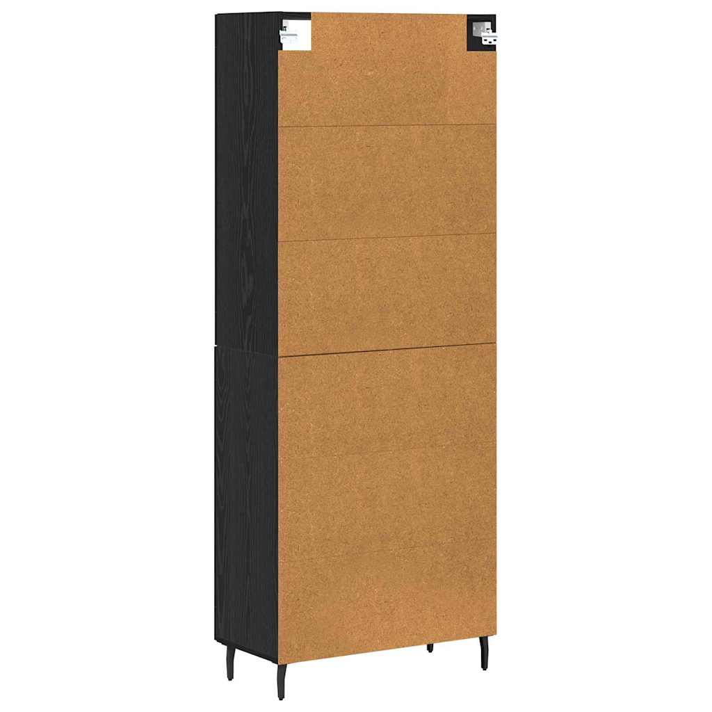Hoge kast 2 pcs Zwart Eiken Geengineerd Hout en Glas is nu te koop bij PeponiXL, paradijselijk wonen!