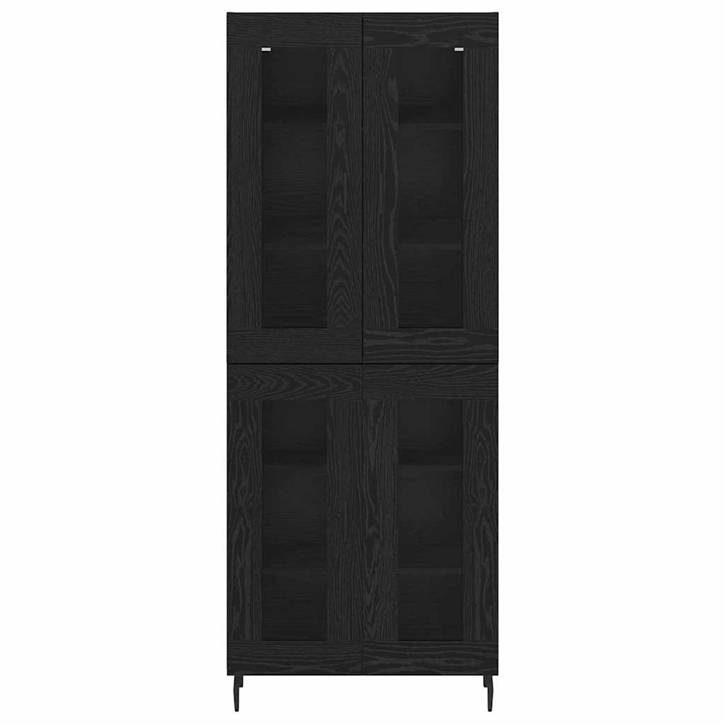 Hoge kast 2 pcs Zwart Eiken Geengineerd Hout en Glas is nu te koop bij PeponiXL, paradijselijk wonen!