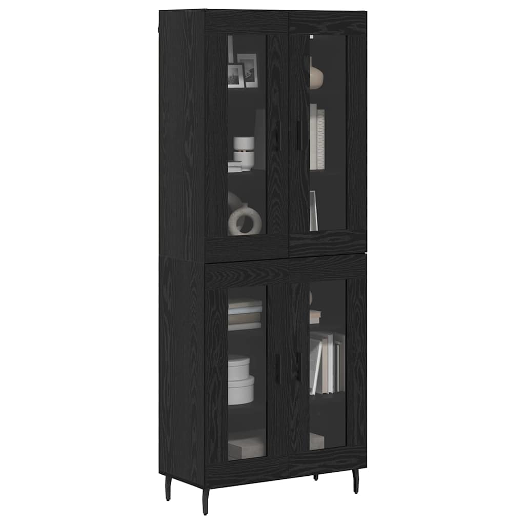 Hoge kast 2 pcs Zwart Eiken Geengineerd Hout en Glas is nu te koop bij PeponiXL, paradijselijk wonen!