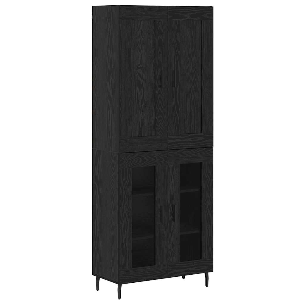 Hoge kast 2 pcs Zwart Eiken Bewerkt hout is nu te koop bij PeponiXL, paradijselijk wonen!