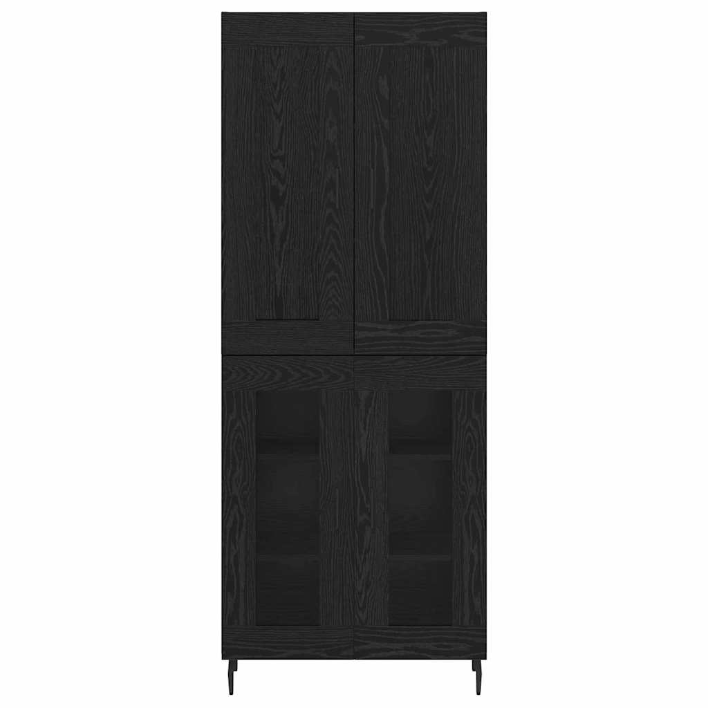 Hoge kast 2 pcs Zwart Eiken Bewerkt hout is nu te koop bij PeponiXL, paradijselijk wonen!