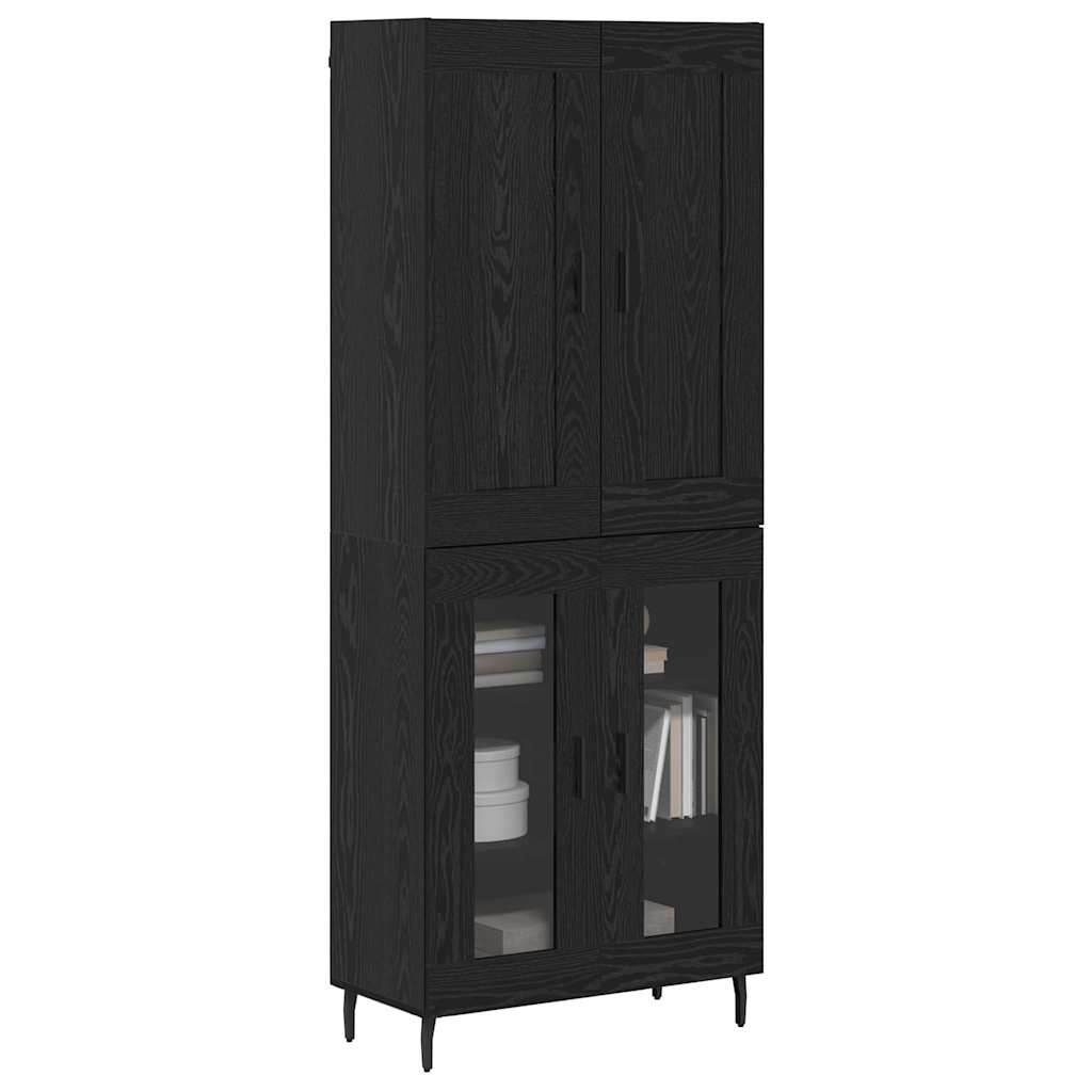 Hoge kast 2 pcs Zwart Eiken Bewerkt hout is nu te koop bij PeponiXL, paradijselijk wonen!