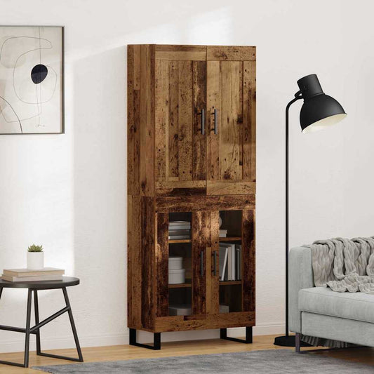 Hoge kast Oudhout 69,5 x 34 x 180 cm Bewerkt hout is nu te koop bij PeponiXL, paradijselijk wonen!