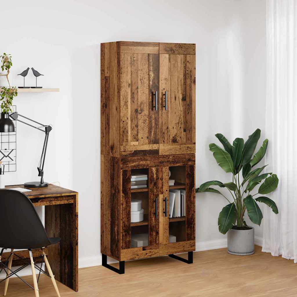 Hoge kast Oudhout 69,5 x 34 x 180 cm Bewerkt hout is nu te koop bij PeponiXL, paradijselijk wonen!