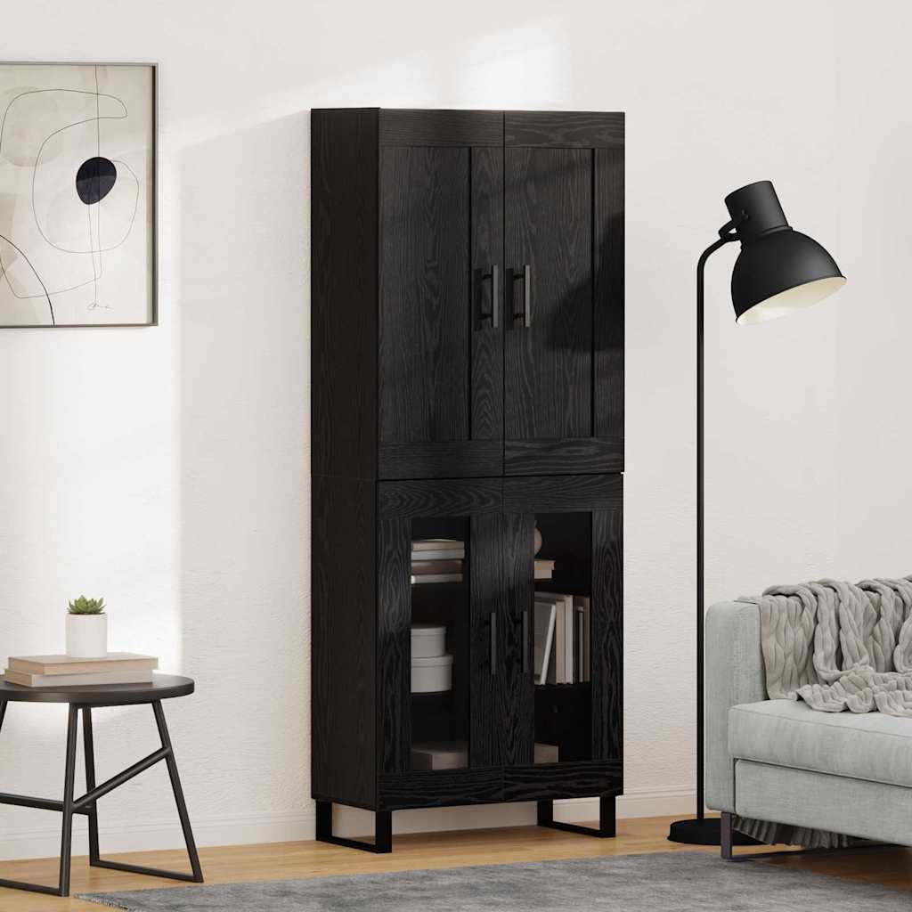 Hoge kast Zwart Eiken 69,5 x 34 x 180 cm Bewerkt hout is nu te koop bij PeponiXL, paradijselijk wonen!
