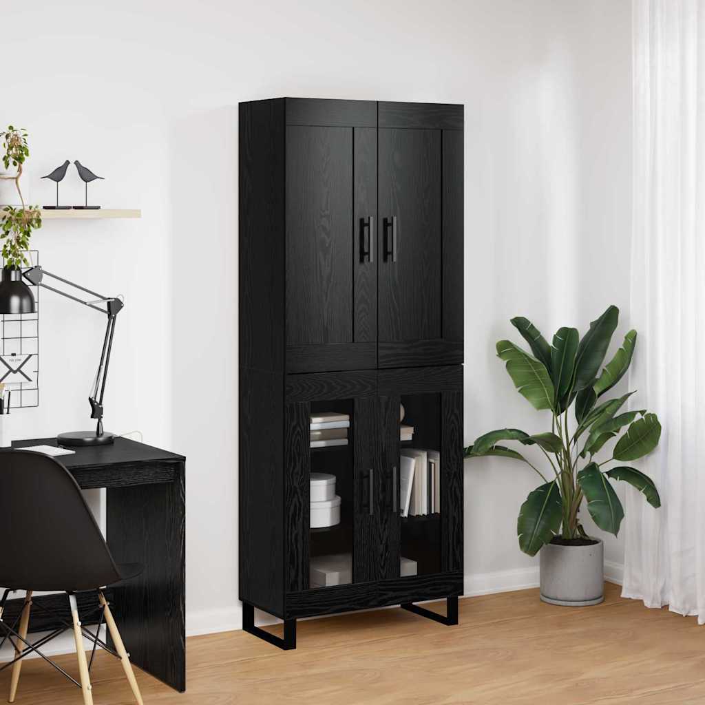 Hoge kast Zwart Eiken 69,5 x 34 x 180 cm Bewerkt hout is nu te koop bij PeponiXL, paradijselijk wonen!