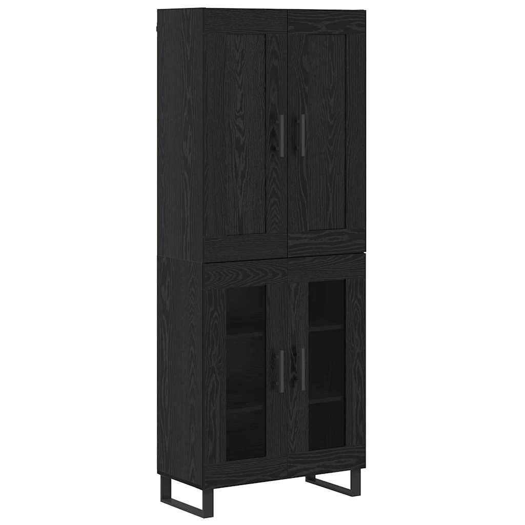 Hoge kast Zwart Eiken 69,5 x 34 x 180 cm Bewerkt hout is nu te koop bij PeponiXL, paradijselijk wonen!