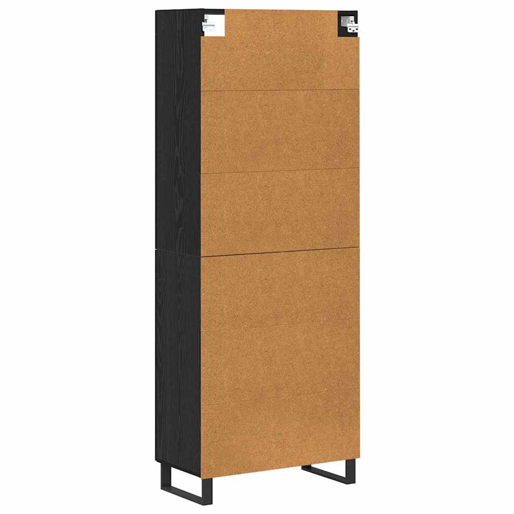 Hoge kast Zwart Eiken 69,5 x 34 x 180 cm Bewerkt hout is nu te koop bij PeponiXL, paradijselijk wonen!