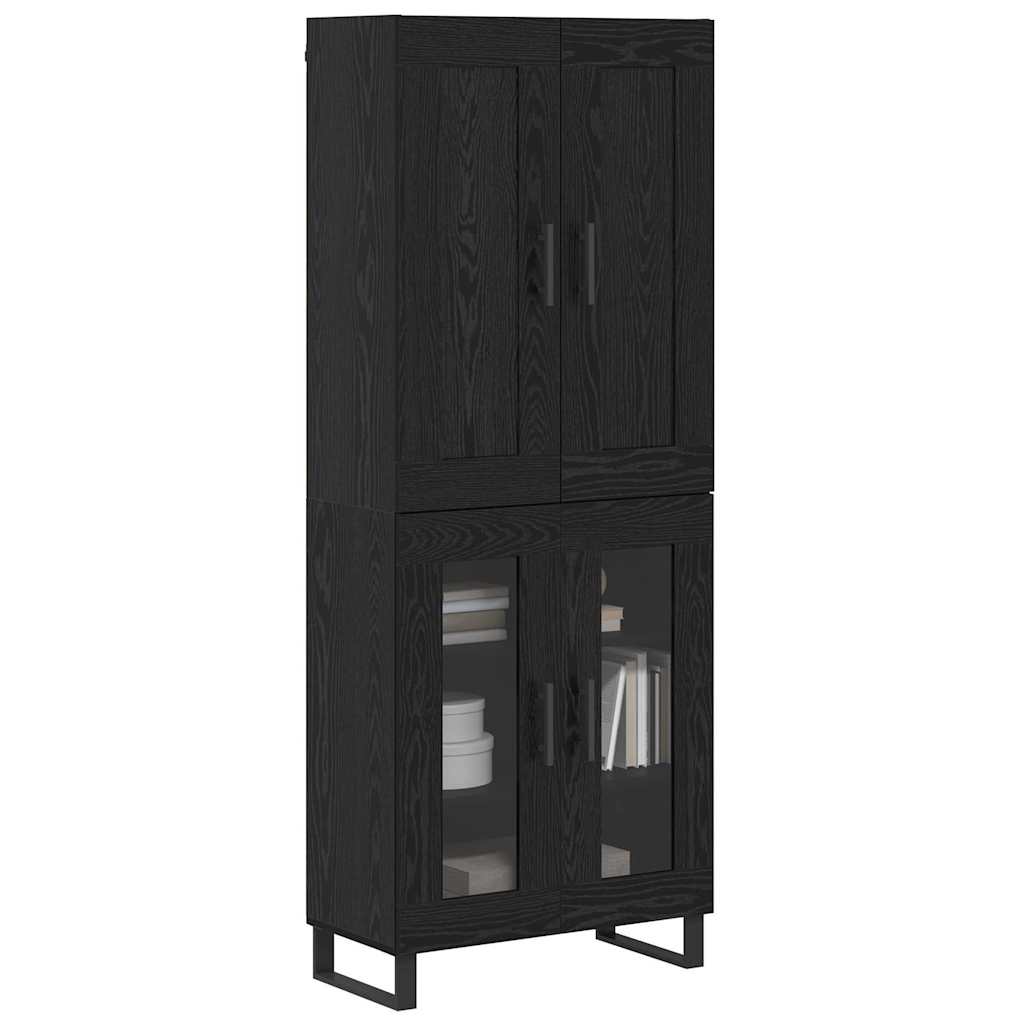 Hoge kast Zwart Eiken 69,5 x 34 x 180 cm Bewerkt hout is nu te koop bij PeponiXL, paradijselijk wonen!