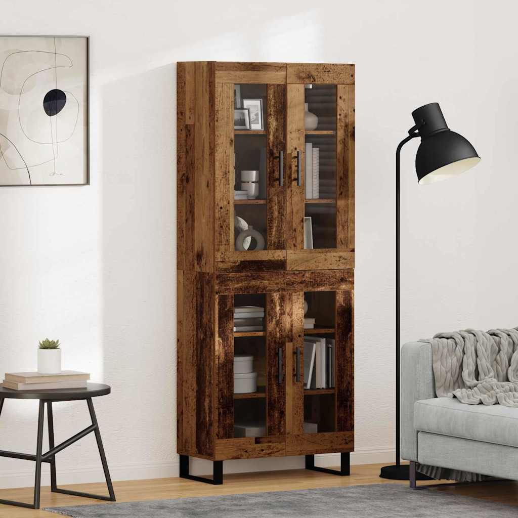 Hoge kast 2 pcs Oud Hout Geengineerd Hout en Glas is nu te koop bij PeponiXL, paradijselijk wonen!
