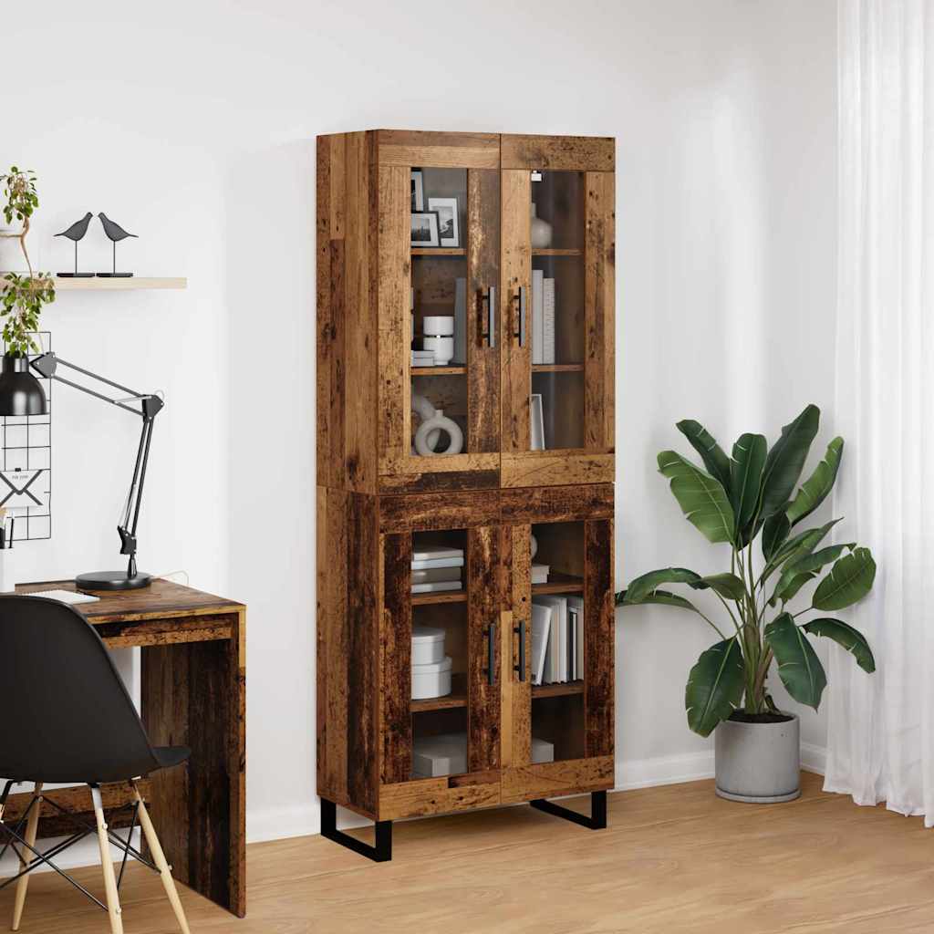Hoge kast 2 pcs Oud Hout Geengineerd Hout en Glas is nu te koop bij PeponiXL, paradijselijk wonen!