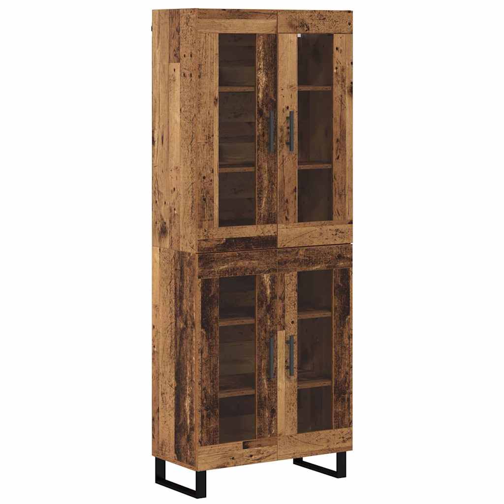 Hoge kast 2 pcs Oud Hout Geengineerd Hout en Glas is nu te koop bij PeponiXL, paradijselijk wonen!