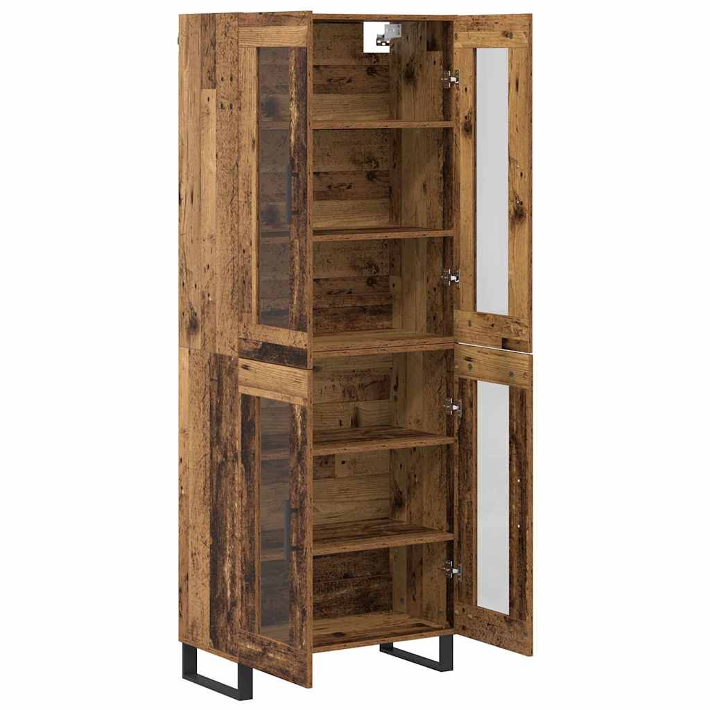 Hoge kast 2 pcs Oud Hout Geengineerd Hout en Glas is nu te koop bij PeponiXL, paradijselijk wonen!