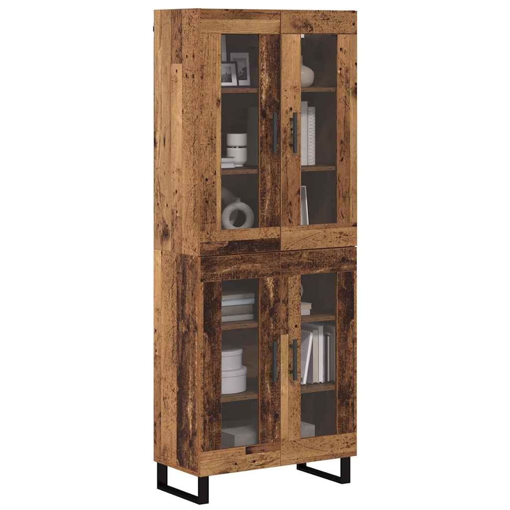 Hoge kast 2 pcs Oud Hout Geengineerd Hout en Glas is nu te koop bij PeponiXL, paradijselijk wonen!