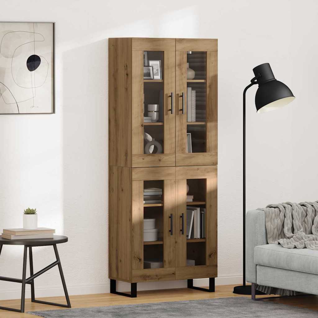 Hoge kast 2 pcs Artisan Eiken Geengineerd Hout en Glas is nu te koop bij PeponiXL, paradijselijk wonen!