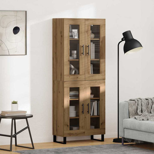 Hoge kast 2 pcs Artisan Eiken Geengineerd Hout en Glas is nu te koop bij PeponiXL, paradijselijk wonen!