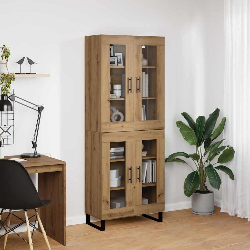 Hoge kast 2 pcs Artisan Eiken Geengineerd Hout en Glas is nu te koop bij PeponiXL, paradijselijk wonen!