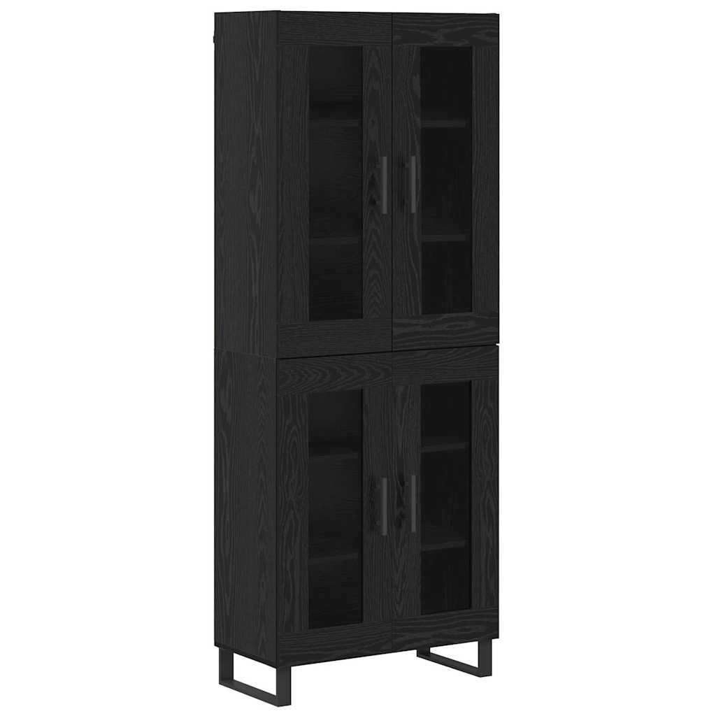 Hoge kast 2 pcs Zwart Eiken Geengineerd Hout en Glas is nu te koop bij PeponiXL, paradijselijk wonen!