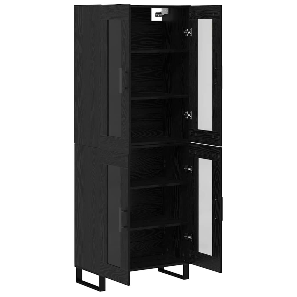 Hoge kast 2 pcs Zwart Eiken Geengineerd Hout en Glas is nu te koop bij PeponiXL, paradijselijk wonen!
