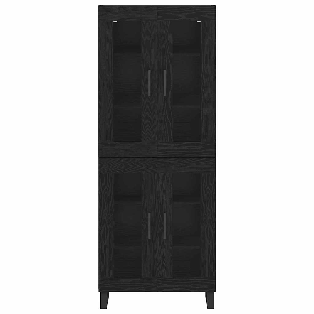 Hoge kast 2 pcs Zwart Eiken Geengineerd Hout en Glas is nu te koop bij PeponiXL, paradijselijk wonen!