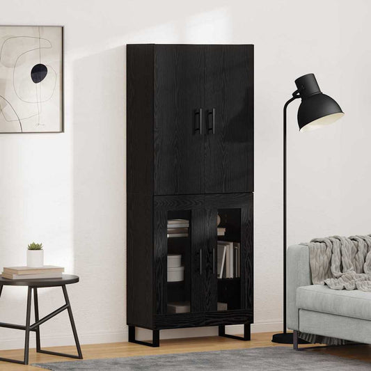Hoge kast 2 pcs Zwart Eiken 69,5 x 34 x 180 cm is nu te koop bij PeponiXL, paradijselijk wonen!