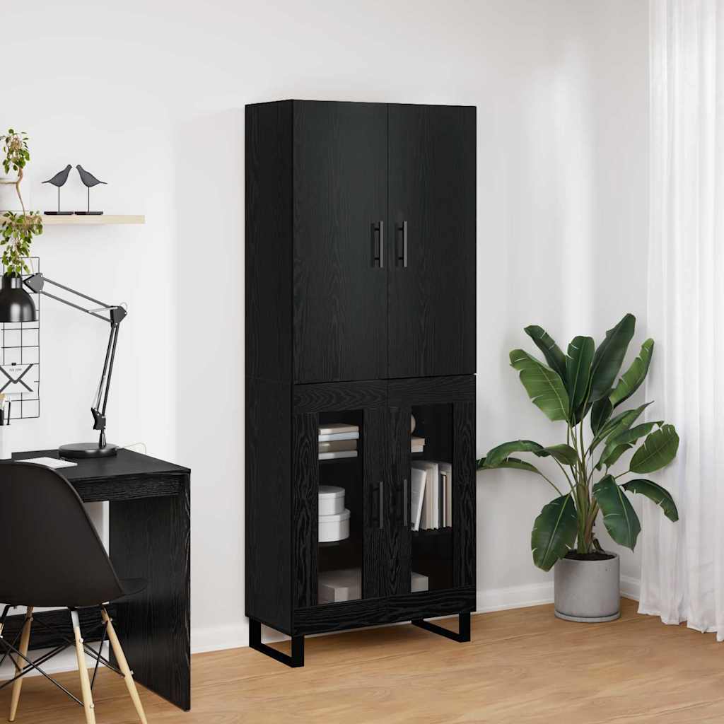 Hoge kast 2 pcs Zwart Eiken 69,5 x 34 x 180 cm is nu te koop bij PeponiXL, paradijselijk wonen!