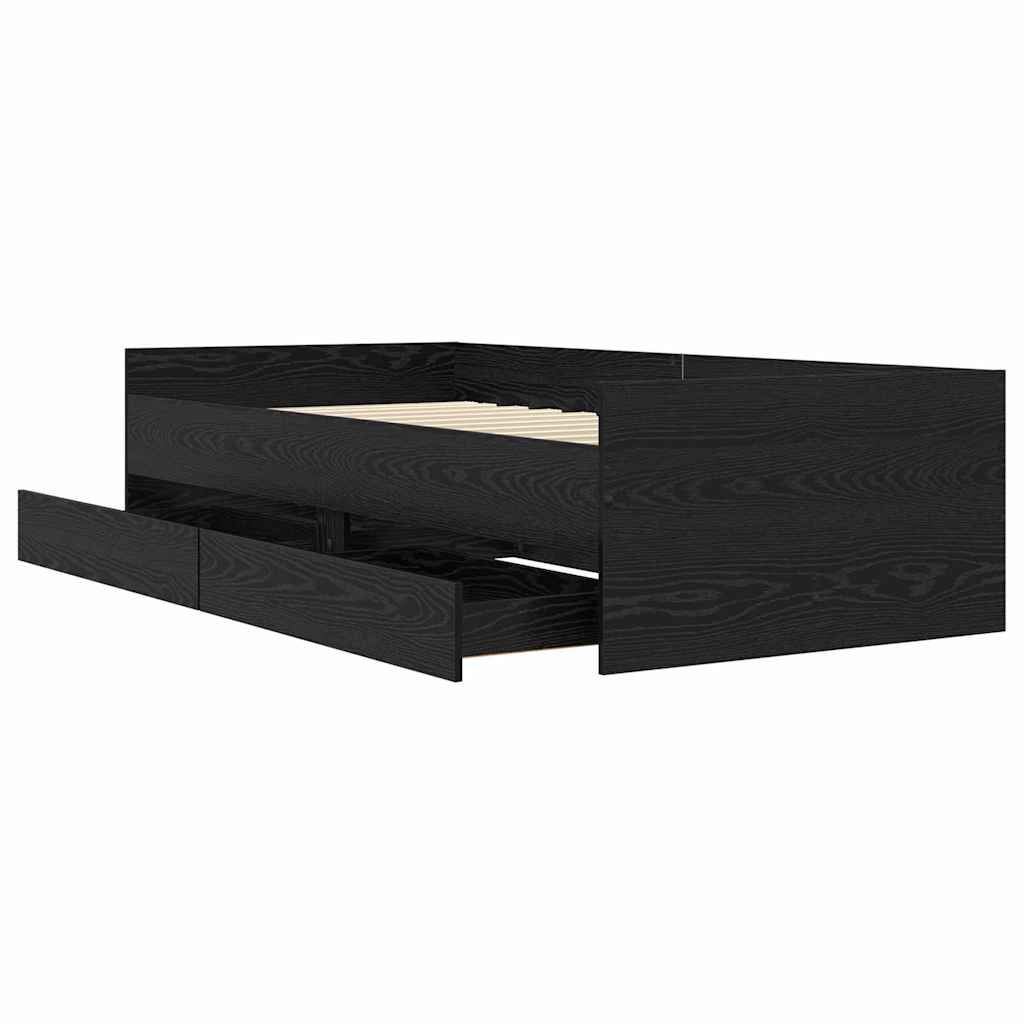 Bedframe met lade Zwart Eiken 100 x 200 cm Massief grenenhout is nu te koop bij PeponiXL, paradijselijk wonen!