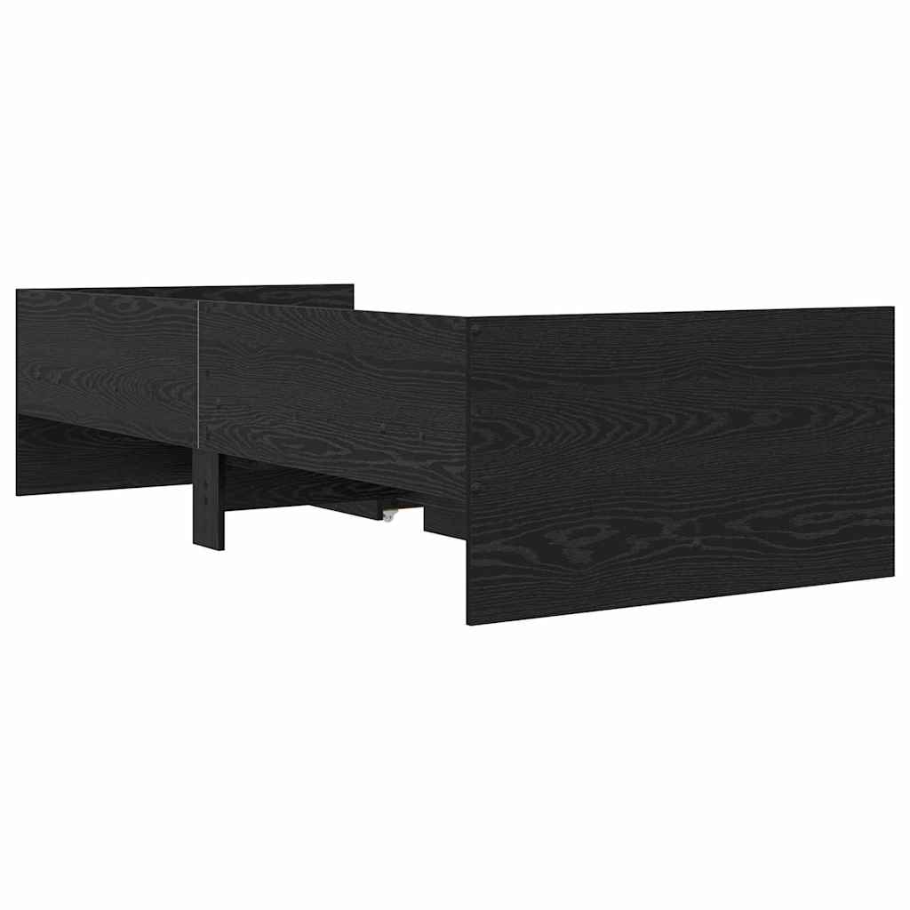 Bedframe met lade Zwart Eiken 100 x 200 cm Massief grenenhout is nu te koop bij PeponiXL, paradijselijk wonen!