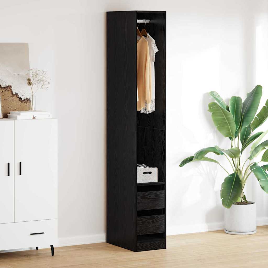 Kledingkast met lade Zwart Eiken 50 x 30 x 200 cm Bewerkt hout is nu te koop bij PeponiXL, paradijselijk wonen!