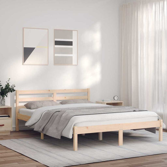 Bedframe Naturel 208,5 x 157,5 x 69,5 cm Massief Vurenhout is nu te koop bij PeponiXL, paradijselijk wonen!
