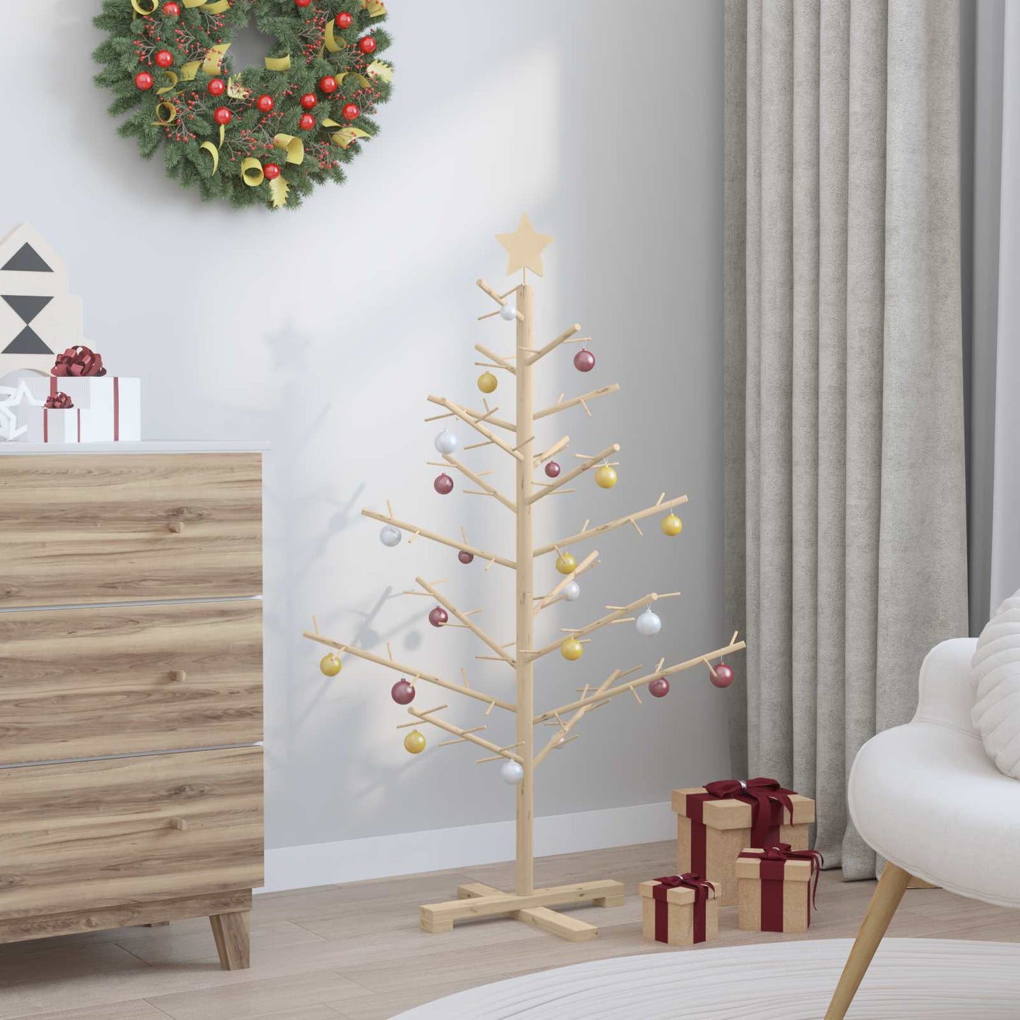 Houten kerstboom Naturel 125 cm Massief grenenhout is nu te koop bij PeponiXL, paradijselijk wonen!