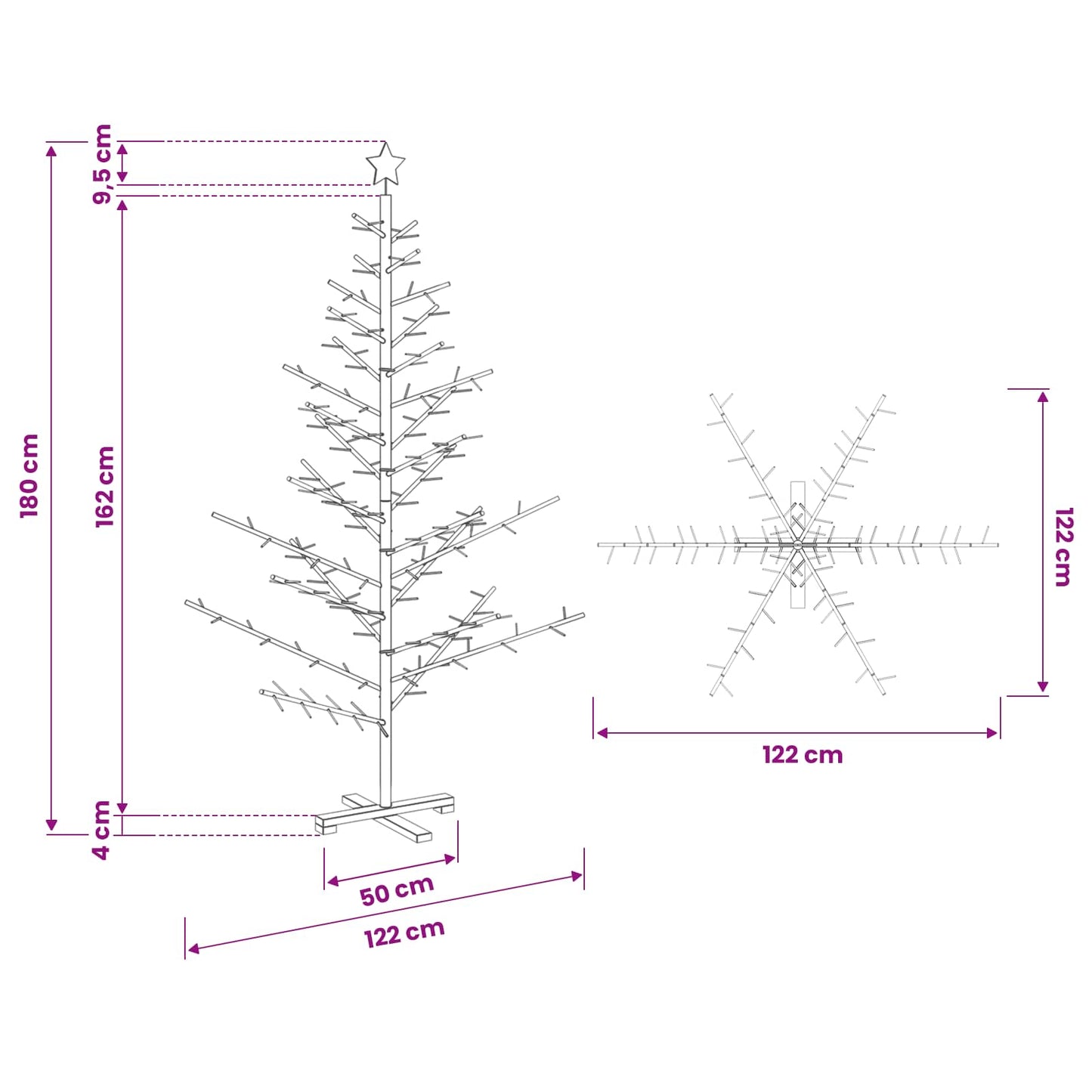 Houten kerstboom met standaard Bruin 180 cm Massief grenenhout is nu te koop bij PeponiXL, paradijselijk wonen!