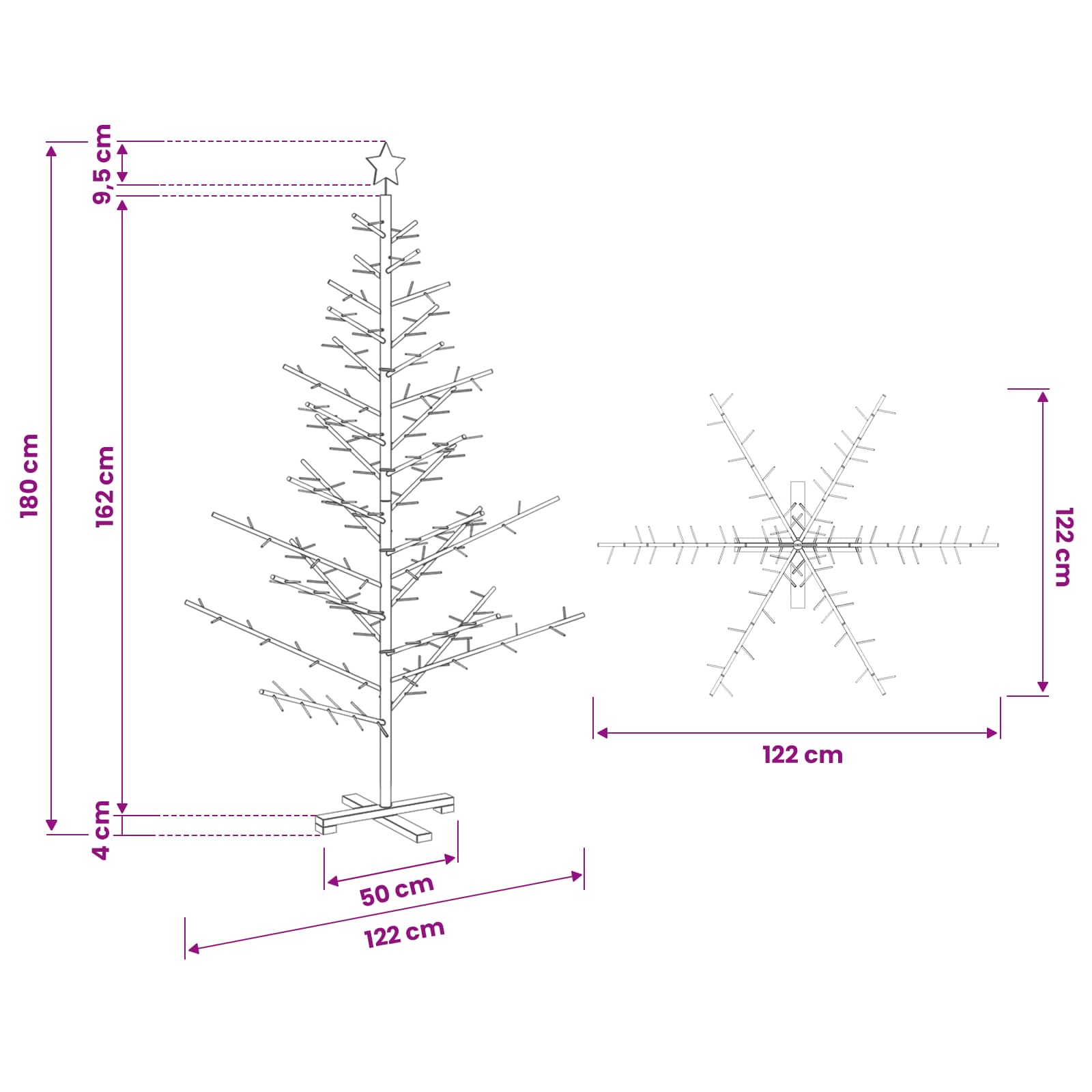 Houten kerstboom met standaard Bruin 180 cm Massief grenenhout is nu te koop bij PeponiXL, paradijselijk wonen!