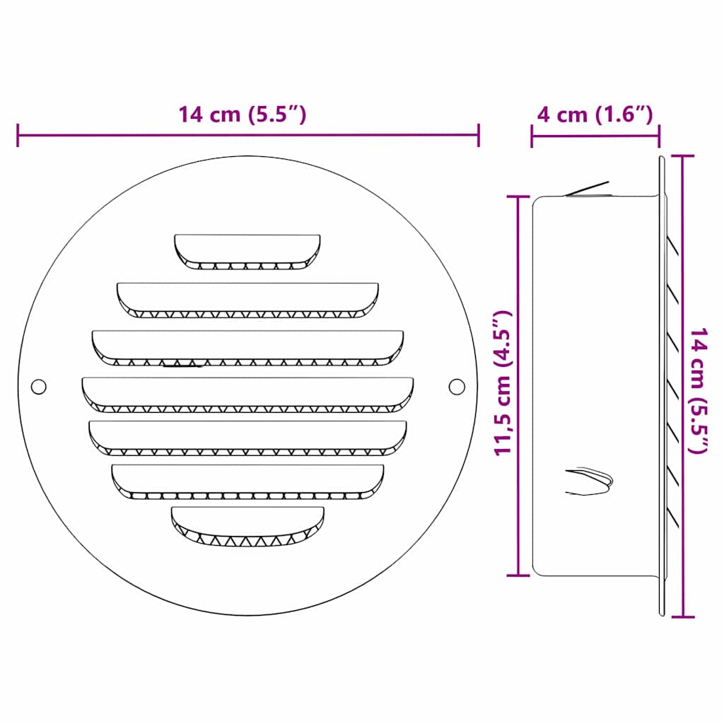 Luchtventilatie roosters 4 pcs Zilver 125 mm Roestvrij staal is nu te koop bij PeponiXL, paradijselijk wonen!