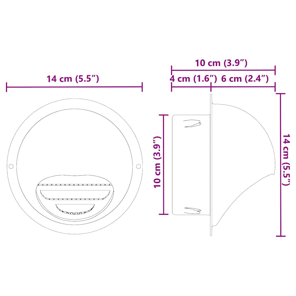 Luchtventilatie roosters 2 pcs Zilver 100 mm Roestvrij staal is nu te koop bij PeponiXL, paradijselijk wonen!