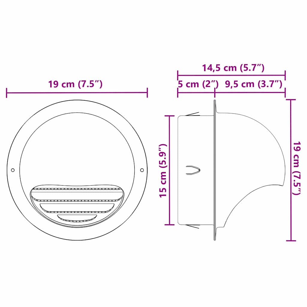 Luchtventilatie roosters 2 pcs Zilver 150 mm Roestvrij staal is nu te koop bij PeponiXL, paradijselijk wonen!