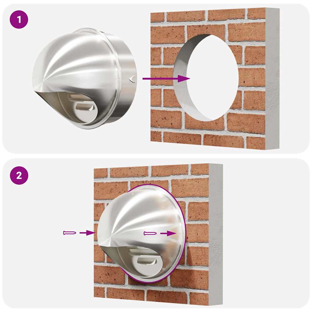 Luchtventilatie roosters 2 pcs Zilver 200 mm Roestvrij staal is nu te koop bij PeponiXL, paradijselijk wonen!