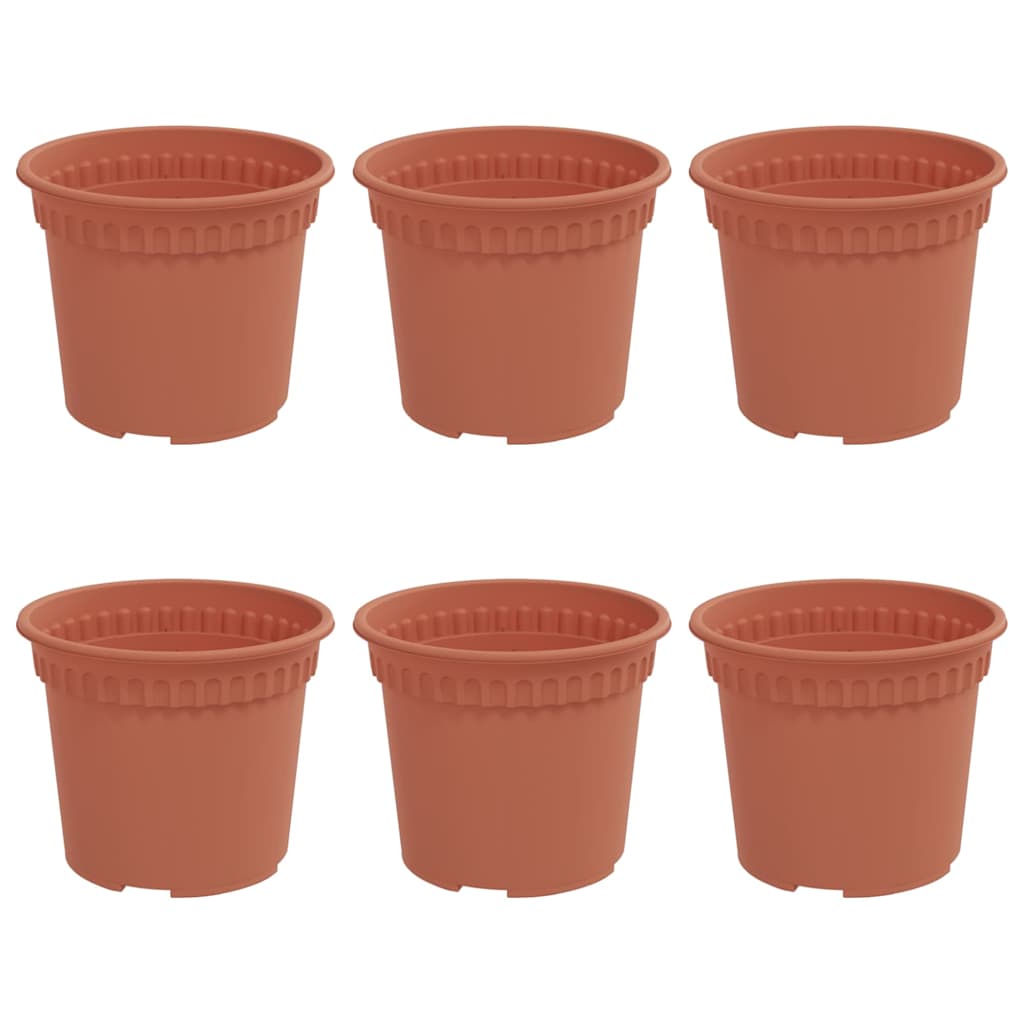 Ronde Bloempot 6 pcs Baksteenrood Ø 12,5 x 10 cm Kunststof is nu te koop bij PeponiXL, paradijselijk wonen!