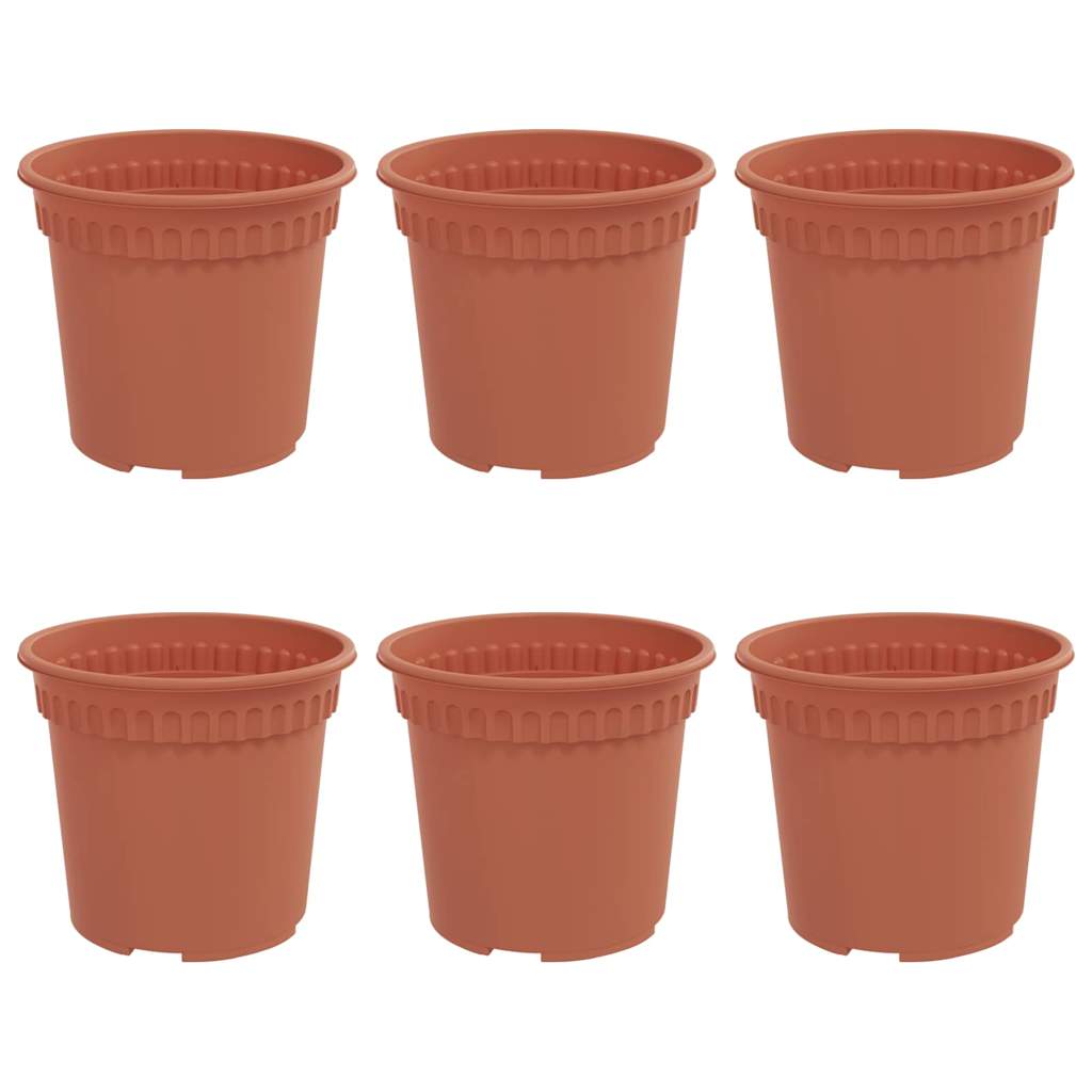 Ronde Bloempot 6 pcs Baksteenrood Ø 15 x 12 cm Kunststof is nu te koop bij PeponiXL, paradijselijk wonen!