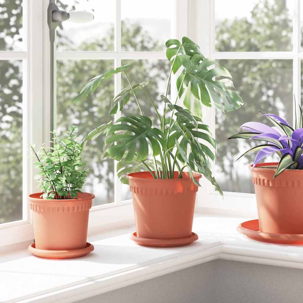 Ronde Bloempot 6 pcs Baksteenrood Ø 17 x 14 cm Kunststof is nu te koop bij PeponiXL, paradijselijk wonen!