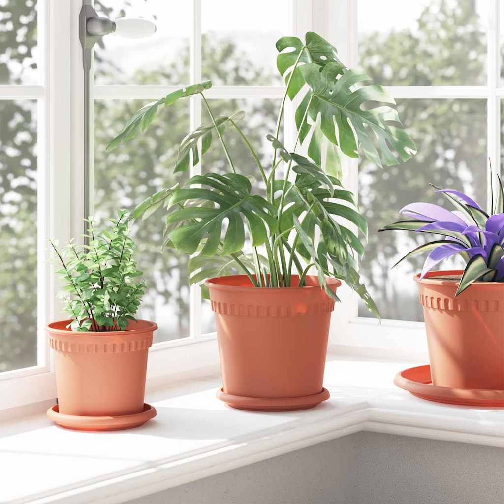 Ronde Bloempot 6 pcs Baksteenrood Ø 19 x 16 cm Kunststof is nu te koop bij PeponiXL, paradijselijk wonen!