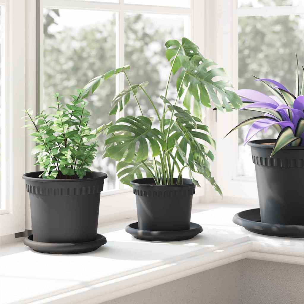 Ronde Bloempot 6 pcs Zwart Ø 12,5 x 10 cm Kunststof is nu te koop bij PeponiXL, paradijselijk wonen!