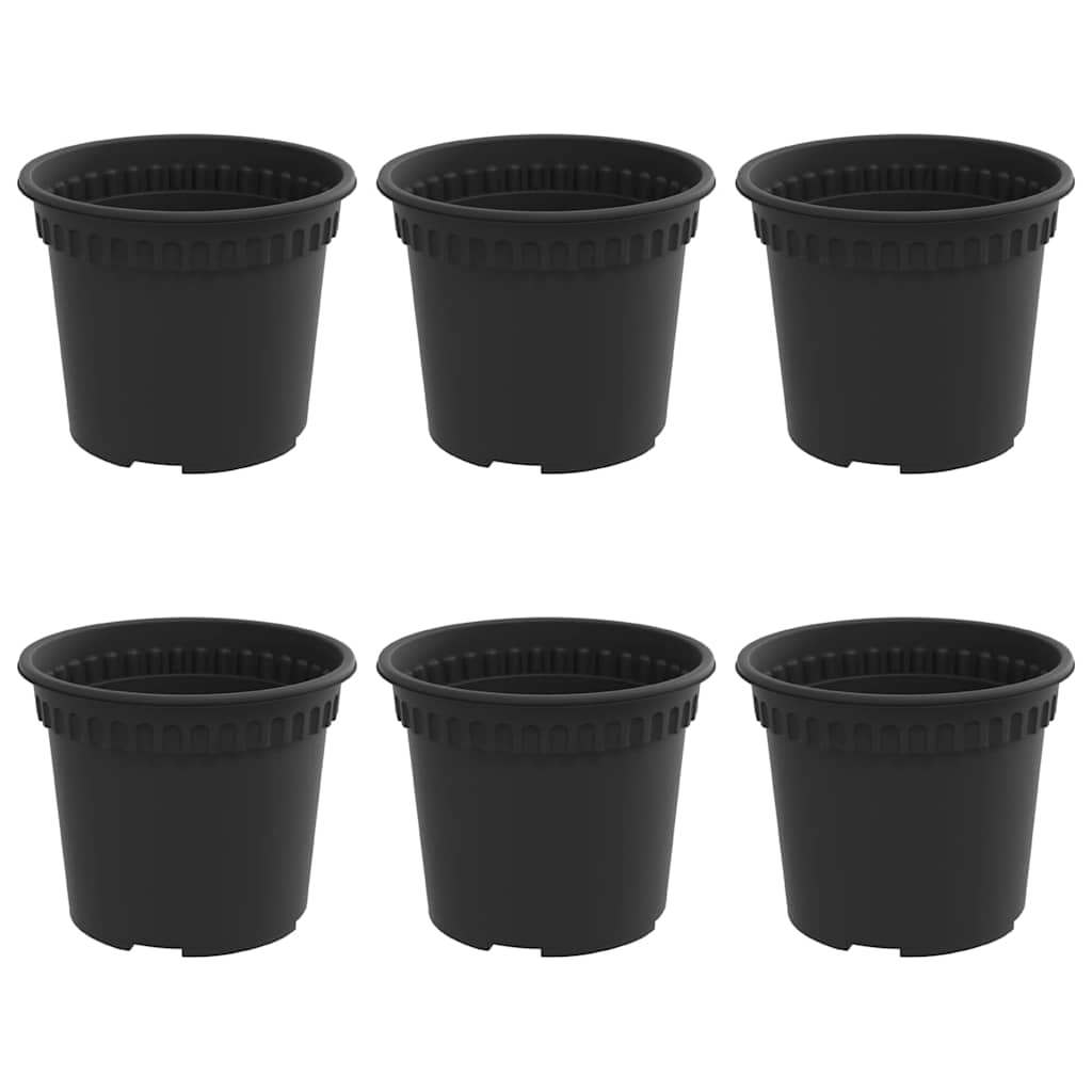 Ronde Bloempot 6 pcs Zwart Ø 12,5 x 10 cm Kunststof is nu te koop bij PeponiXL, paradijselijk wonen!