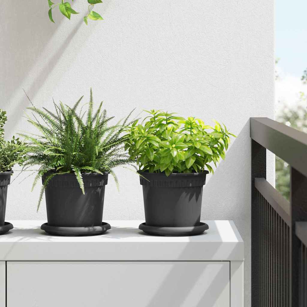 Ronde Bloempot 6 pcs Zwart Ø 15 x 12 cm Kunststof is nu te koop bij PeponiXL, paradijselijk wonen!