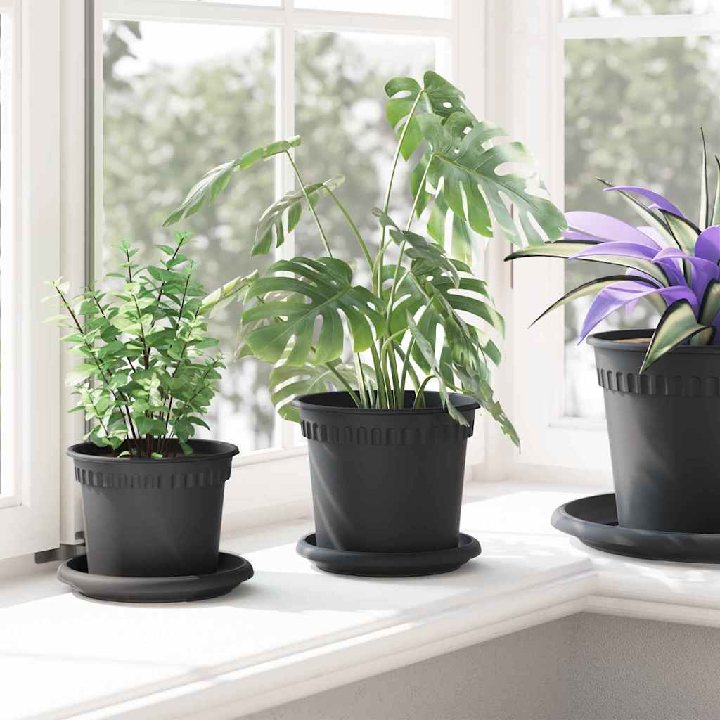 Ronde Bloempot 6 pcs Zwart Ø 15 x 12 cm Kunststof is nu te koop bij PeponiXL, paradijselijk wonen!