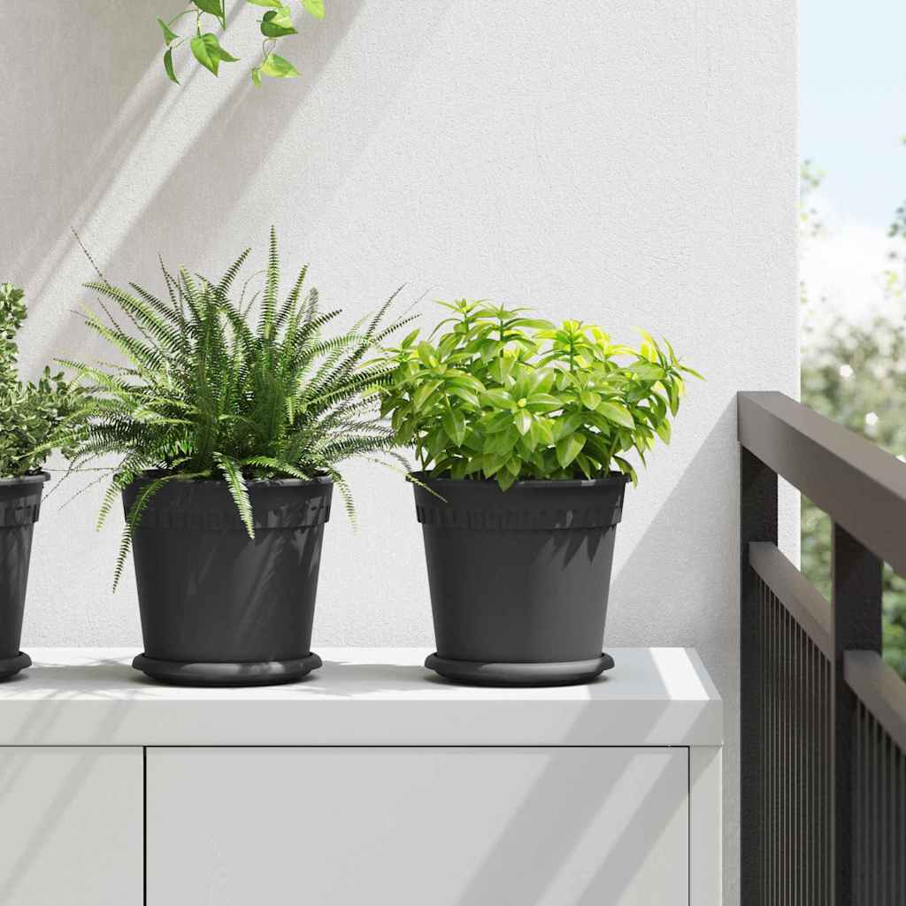 Ronde Bloempot 6 pcs Zwart Ø 19 x 16 cm Kunststof is nu te koop bij PeponiXL, paradijselijk wonen!