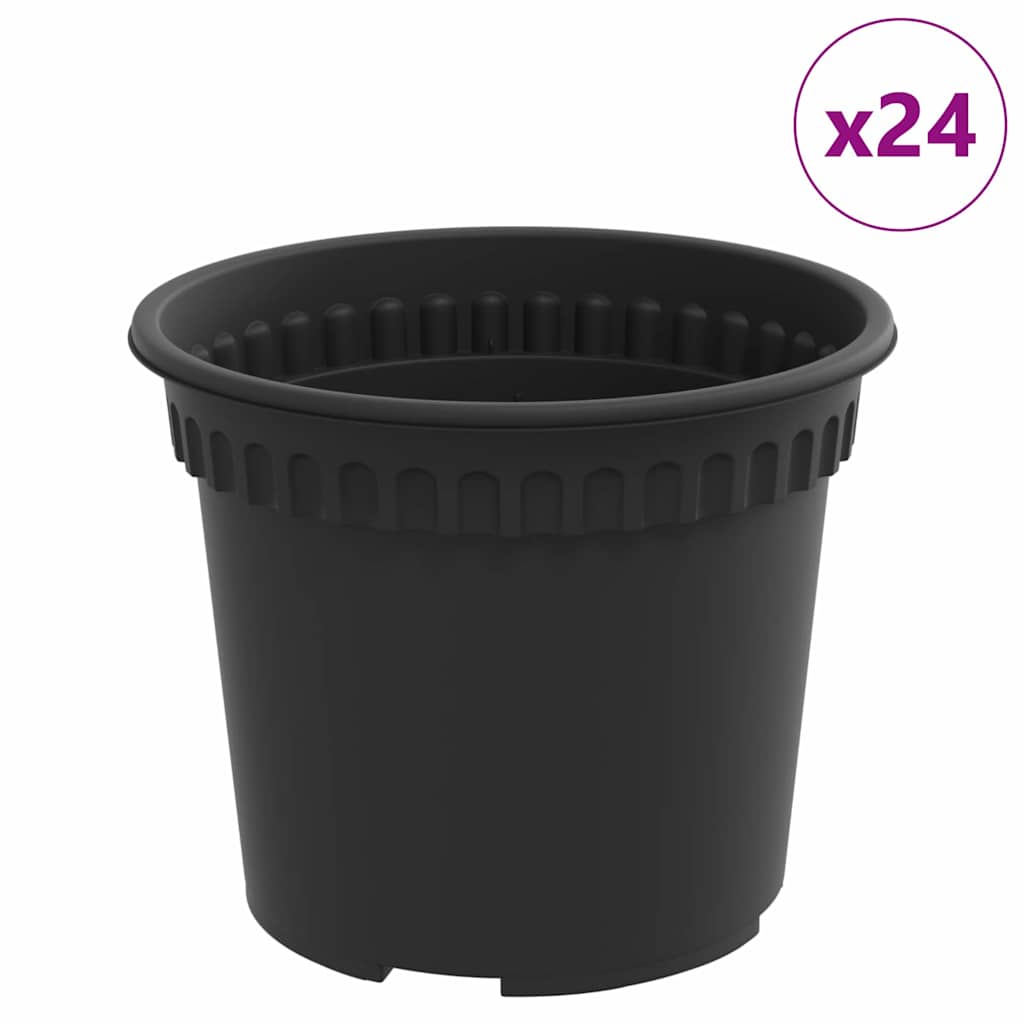 Ronde Bloempot 24 pcs Zwart Ø 12,5 x 10 cm Kunststof is nu te koop bij PeponiXL, paradijselijk wonen!
