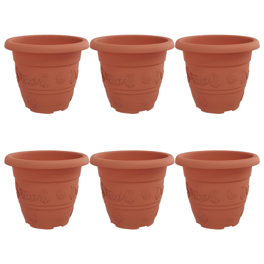 Ronde Bloempot 6 pcs Baksteenrood Ø 22 x 18 cm Kunststof is nu te koop bij PeponiXL, paradijselijk wonen!