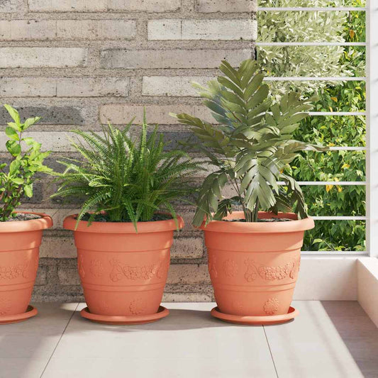 Ronde Bloempot 6 pcs Baksteenrood Ø 26 x 21.5 cm Kunststof is nu te koop bij PeponiXL, paradijselijk wonen!