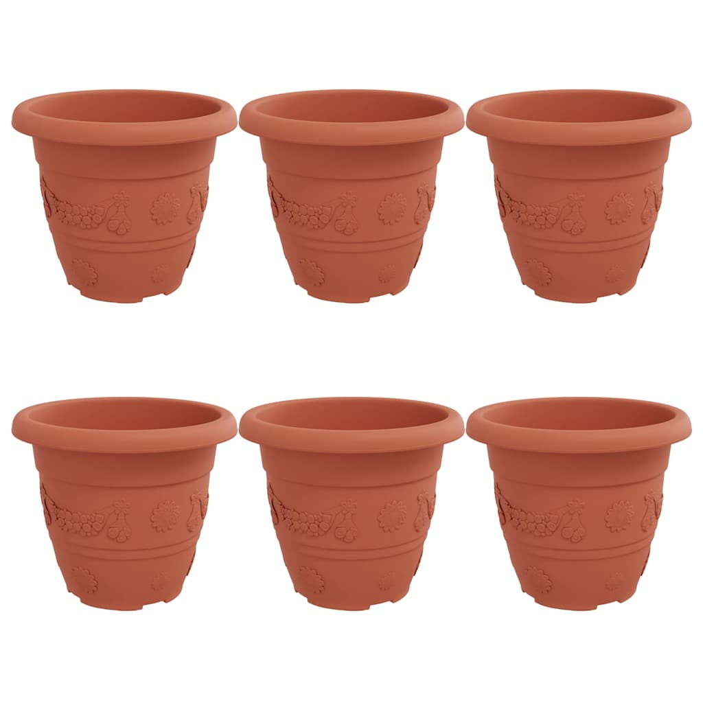 Ronde Bloempot 6 pcs Baksteenrood Ø 26 x 21.5 cm Kunststof is nu te koop bij PeponiXL, paradijselijk wonen!